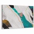 Abstract Brush Strokes and Lines Art - Modern Teal and Gold Canvas Print