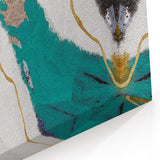 Abstract Brush Strokes and Lines Art - Modern Teal and Gold Canvas Print