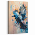 Soaring Raven Art - Energetic Crow in Flight Abstract Painting