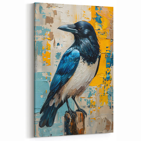 Textured Raven Art - Bold Crow Painting with Rich Colors