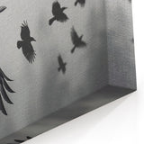 Mystical Raven in Flight - Elegant Crow Silhouette at Sunrise