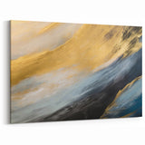 Modern Landscape Abstract | Dynamic Gold and Blue Swirl Canvas Art