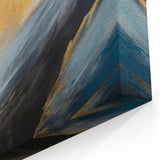 Modern Landscape Abstract | Dynamic Gold and Blue Swirl Canvas Art