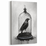 Gothic Raven Art - Crow in Glass Dome with Dark Drips