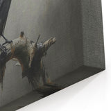 Misty Raven Art - Solitary Crow Perched in a Foggy Landscape