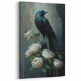 Gothic Raven with Roses - Dark Elegance Crow Art