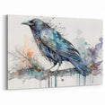 Watercolor Raven Art - Vibrant Crow in Abstract Nature