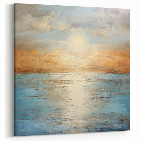 Abstract Scenery Canvas | Serene Sunlit Ocean Horizon Art Print