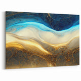 Stunning Blue and Gold Abstract Strokes and Lines Artwork