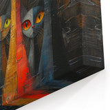 Cat Wall Art - Cute Cat Canvas - Colorful Cat Decor - Cat Art Print