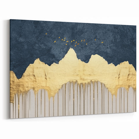 Luxurious Gold and Navy Abstract Strokes and Lines Art