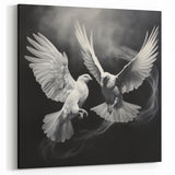 Majestic Doves Wall Art - Stunning Black and White Dove Canvas Decor