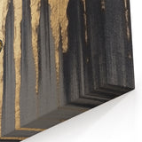 Golden Butterflies on Black Abstract Strokes and Lines Art