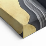 Abstract Brush Strokes with Gold and Grey | Modern Line Art Canvas