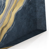 Gold and Blue Abstract Line Art | Modern Strokes Canvas Print