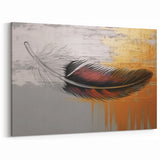 Abstract Feather Art with Gold and Orange | Modern Strokes Canvas