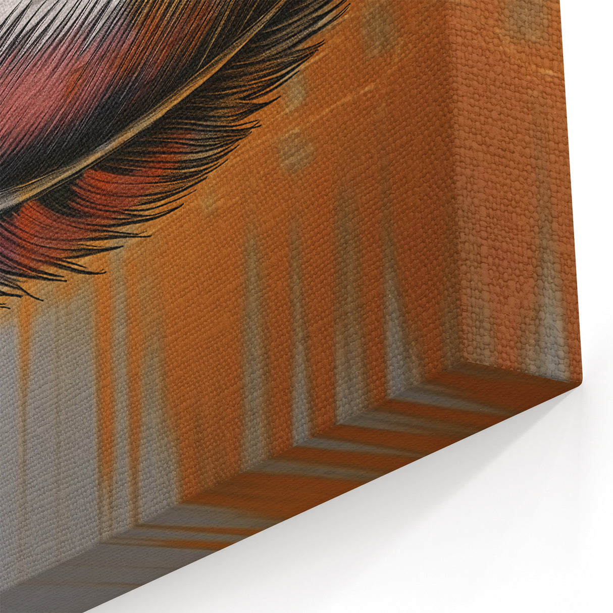 Abstract Feather Art with Gold and Orange | Modern Strokes Canvas