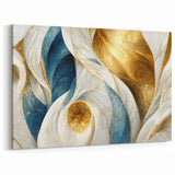Exquisite Blue and Gold Abstract Line Art - Modern Wall Decor
