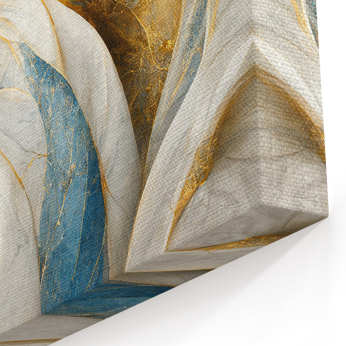 Exquisite Blue and Gold Abstract Line Art - Modern Wall Decor