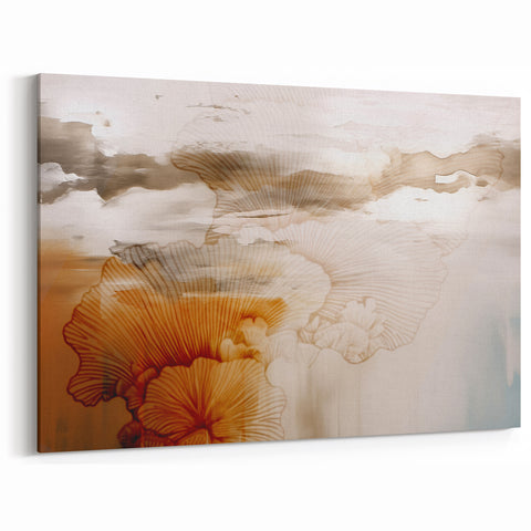Elegant Floral and Cloud Abstract Art - Modern Brush Strokes Canvas