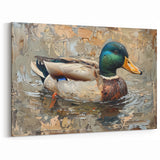 Textured Duck Wall Art - Rustic Duck Canvas Print for Nature Decor
