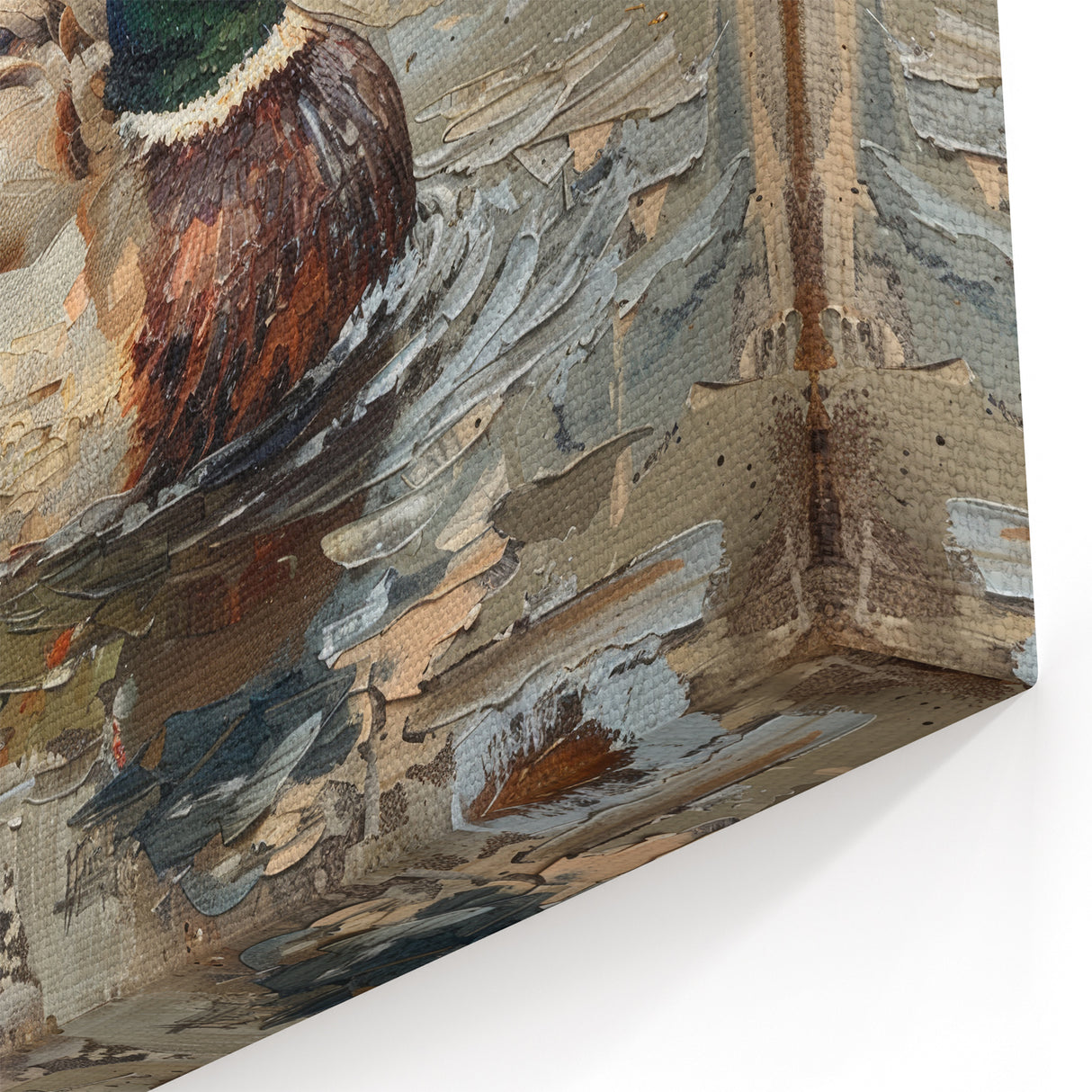 Textured Duck Wall Art - Rustic Duck Canvas Print for Nature Decor