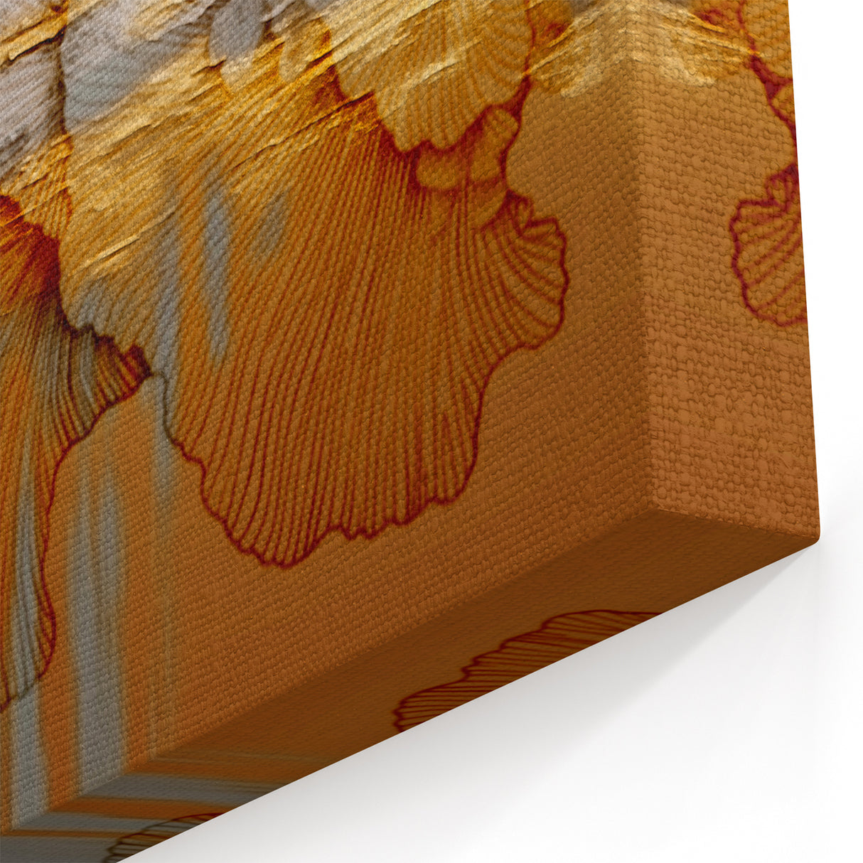 Golden Floral Abstract Art - Modern Line and Brush Strokes Canvas