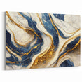 Luxurious Blue and Gold Abstract Line Art - Modern Wall Decor