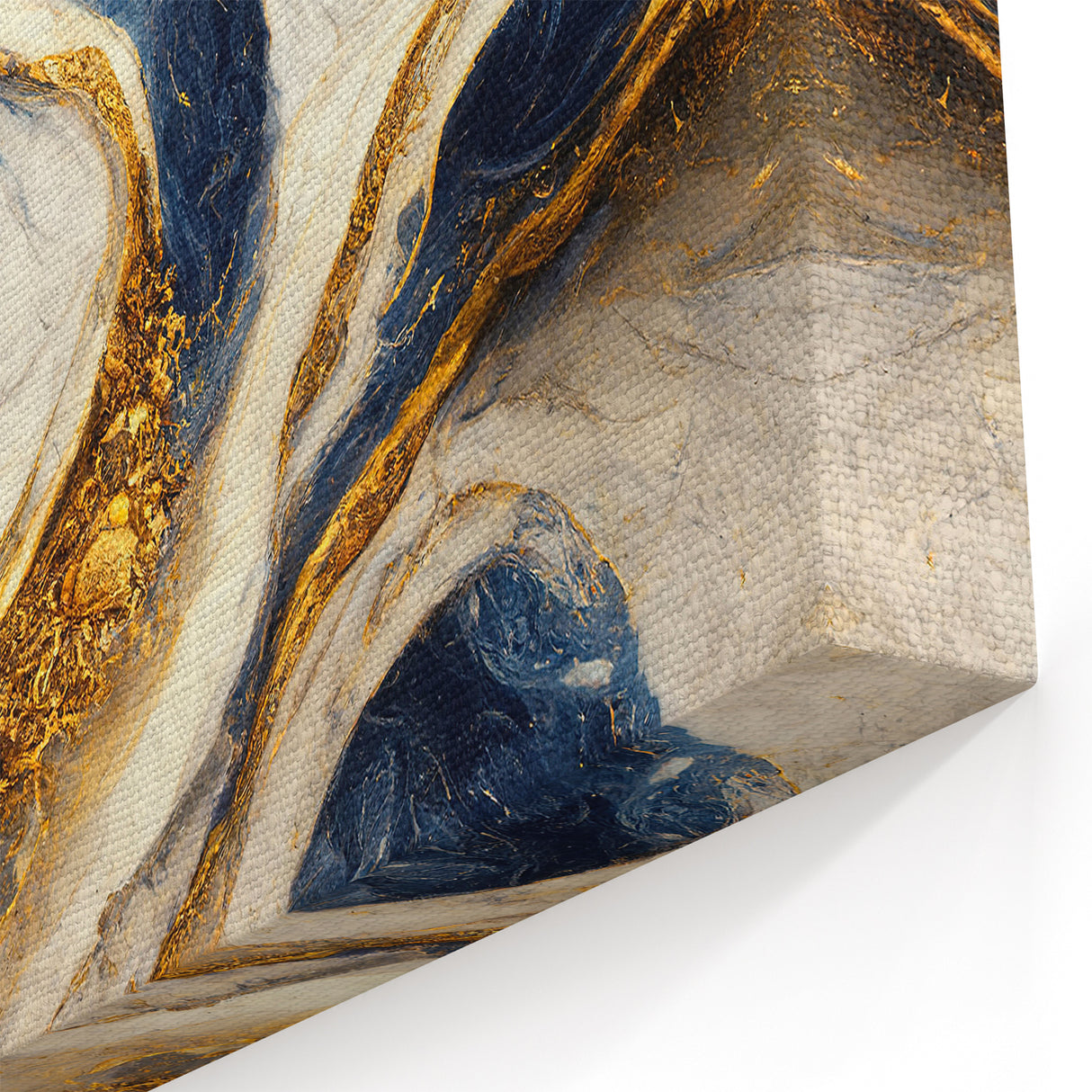 Luxurious Blue and Gold Abstract Line Art - Modern Wall Decor