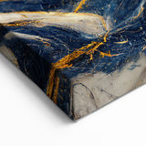 Luxurious Blue and Gold Abstract Line Art - Modern Wall Decor