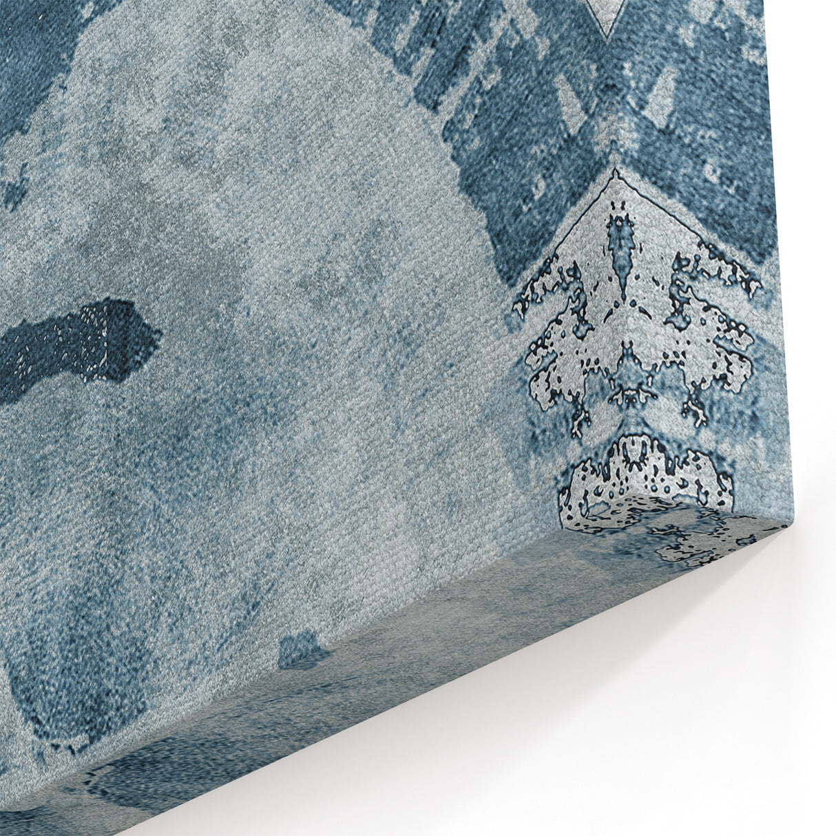 Blue Monochrome Abstract Art - Modern Industrial Brush Strokes Canvas