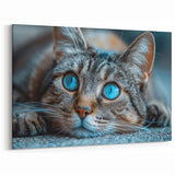 Close-Up Blue-Eyed Cat Wall Art - Captivating Cat Canvas for Home Decor