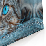Close-Up Blue-Eyed Cat Wall Art - Captivating Cat Canvas for Home Decor