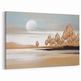 Golden Leaf Landscape Abstract Art - Modern Brush Strokes Canvas