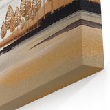 Golden Leaf Landscape Abstract Art - Modern Brush Strokes Canvas