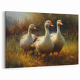 Golden Trio Duck Wall Art - Warm Duck Canvas Print for Cozy Decor
