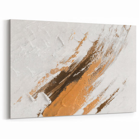 Golden Brush Strokes Abstract Art - Modern Minimalist Canvas