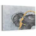 Tree Rings and Gold Abstract Art - Modern Brush Strokes Canvas