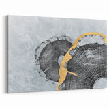 Tree Rings and Gold Abstract Art - Modern Brush Strokes Canvas