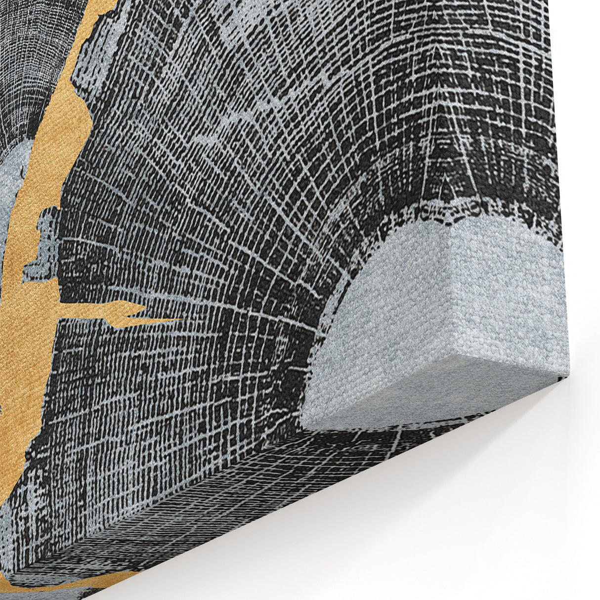 Tree Rings and Gold Abstract Art - Modern Brush Strokes Canvas