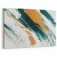 Green and Gold Brush Strokes Abstract Art - Modern Canvas