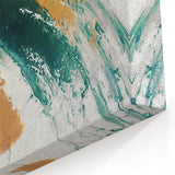 Green and Gold Brush Strokes Abstract Art - Modern Canvas