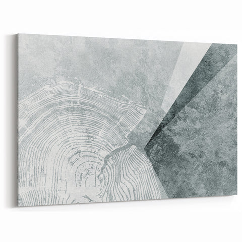 Monochrome Tree Rings Abstract Art - Modern Geometric Canvas