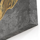 Gold Accents Line Art - Abstract Tree Rings on Black Canvas