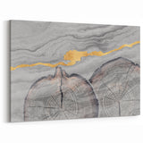 Gold Vein Line Art - Abstract Tree Rings on Grey Canvas
