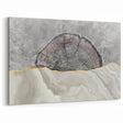 Abstract Line Art - Tree Rings and Gold Wave on Grey Canvas