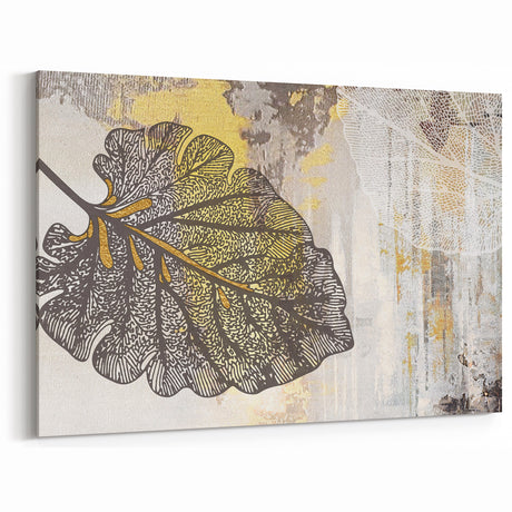 Minimalist Gold and White Abstract Art - Modern Brush Strokes Canvas
