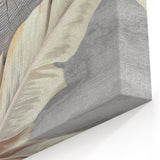 Abstract Tree Rings and Feather Art - Grey and Beige Canvas