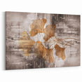 Golden Ginkgo Leaves Abstract Art - Modern Brush Strokes Canvas