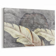 Abstract Tree Rings and Feather Duo - Grey and Beige Canvas Art